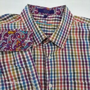 Alan Flusser XXL Multicolor Plaid Button Down Long Sleeve Shirt